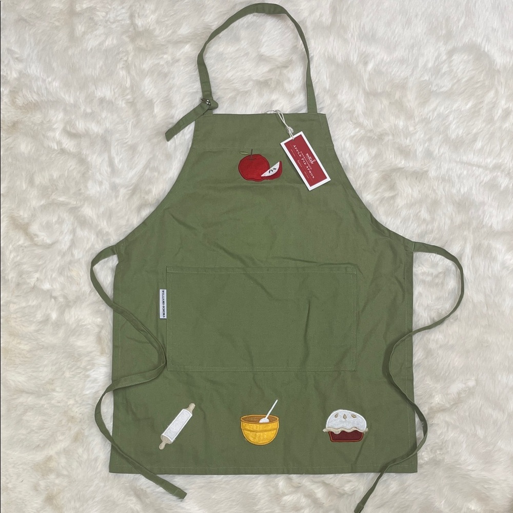 🆕 Williams-Sonoma WSKids Apple Pie Apron Green with Kitchen Motifs 🍎